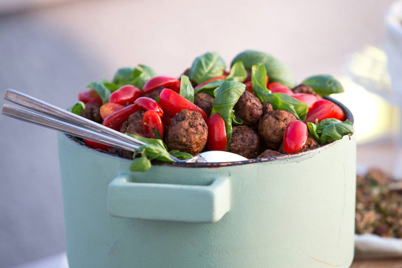 I Piatti di Tufré, Polpette con pomodorini e basilico